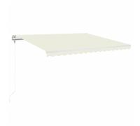 Roanoer Tenda da sole automatica retrattile, 400 x 350 cm, con braccio articolato, con motore e manovella, tenda da sole in alluminio per terrazze come ombra per balcone e giardino, bianco crema