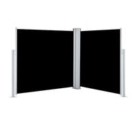 Roanoer Tenda da sole laterale estensibile, 120 x 600 cm, colore nero, doppia protezione dagli sguardi indiscreti e dal vento, per giardino e terrazza, con telaio in acciaio, rullo in alluminio e pali