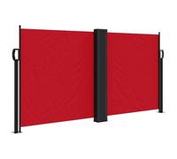 Roanoer Tenda da sole laterale estensibile, colore rosso, 120 x 1200 cm, protezione dagli sguardi indiscreti, doppia tenda avvolgibile in tessuto, per giardino, balcone, terrazza e interni, divisorio