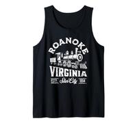 Roanoke Virginia USA Old Railroad Train Design Distressed Canotta