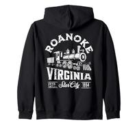 Roanoke Virginia USA Old Railroad Train Design Distressed Felpa con Cappuccio