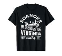 Roanoke Virginia USA Old Railroad Train Design Distressed Maglietta