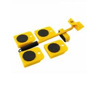 RoaQinFo 5 Pezzi Spostatore di Mobili con Sollevatore Antiscivolo Kit di Sollevamento Mobili in Acciaio Carrelli Spostamobili per Trasloco, Giallo, Set Da Cinque Pezzi