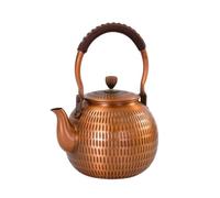 RoaQinFo Bollitore in Rame Puro Teiera Caffettiera Versatore Caraffa con Coperchio in Rame Viola Dimensioni Compatte Beccuccio Curvo Controllo Del Flusso, 1300, Intaglio Verticale