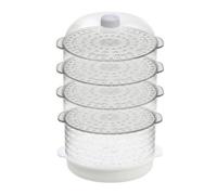 RoaQinFo Campana Alimentare Modulare con Diametro 28 Cm Impilabile Copertura Rotonda in Plastica con Manico Leggero per Famiglie, 3 Basso 1
