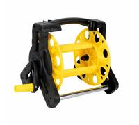 RoaQinFo Carrello Avvolgitubo Robusto | Design Leggero e Ventilato, Supporto Stabile in Metallo, Attrezzatura, per Giardino, Lavaggio Auto, Giallo, 25M