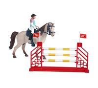 RoaQinFo Cavallo Giocattolo da Cavalcare E Set da Gioco, con Ostacoli, Recinzione E Ragazze, Cavaliere Femminile