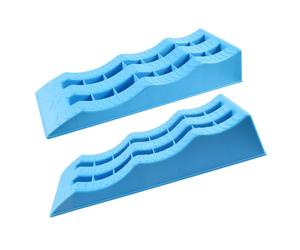 RoaQinFo Cuneo Livellatore Veicoli Rampe Livellamento Blocca Ruota Cuneo Fermo Pneumatico Supporto Parcheggio Polipropilene Antiscivolo Adatto a Roulotte Campeggio Viaggio, Blu