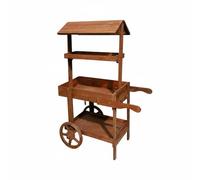 RoaQinFo Espositore in Legno Carrello Espositivo Stand Supporto Scaffale Multipiano Pieghevole per Decorazioni Stagionali E Piante Legno con Finitura Rustica, 85 50 125CM, Marrone