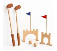 RoaQinFo Gioco Golf Bambini Set Mini Golf Putter Mazze Bandiere Archi Palle in Legno Durevole per Gioco Attivo E Precisione Adatto a Educazione Motoria Casa Centro Ricreativo