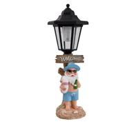 RoaQinFo Gnomo da Spiaggia con Luce Solare Resistente Intemperie Statua Gnomo Costiero con Targhetta Welcome Non Sbiadisce per Terrazza, Ingresso