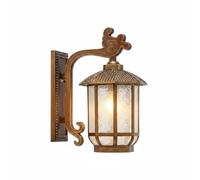 RoaQinFo Lampada da Parete per Esterni Lampione Sconce Applique Lanterna Classica in Alluminio E Vetro con LED 12W Luce 3000K IP55 Raggio 270 Adatta per, Bronzo Spazzolato, Grande