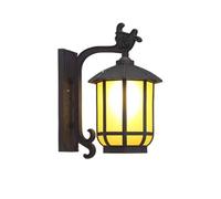 RoaQinFo Lampada da Parete per Esterni Lampione Sconce Applique Lanterna Classica in Alluminio E Vetro con LED 12W Luce 3000K IP55 Raggio 270 Adatta per, Nero Sabbia, Grande