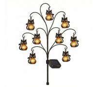 RoaQinFo Luce da Sentiero Halloween Lampada da Giardino Lampione Solare Decorazione Esterno da Terra Ferro Ricarica Diurna Accensione Notturna Fissaggio con, Gatto Nero