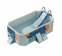 RoaQinFo Piscina Gonfiabile per Bambini Piscina Fuori Terra Vasca Ludica con Scivolo Profilo Rettangolare Angoli Inclinati Pannelli Estesi Pvc Robusto Adatta per Giardino Cortile Relax Familiare