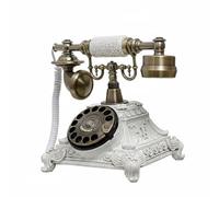 RoaQinFo Telefono Vintage Rotary Dal Design Retrò, Telefono Antico Con Quadrante Rotante, Base Bianca E Dettagli Dorati, Modello 117CS