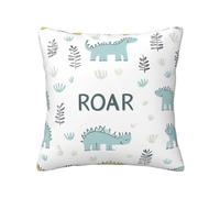 Roar Dino - Federa per cuscino da 45 x 45 cm, con cerniera invisibile, lavabile, decorativa, per divano, letto