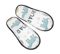 Roar Dino Pantofole per donne e uomini, graziose pantofole antiscivolo a forma di dinosauro, comode e pelose, in memory foam, per camera da letto e da viaggio, Multicolore, 6/8 UK Men/ 6/8.5 UK Women