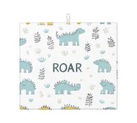 Roar Dino - Tappetino scolapiatti assorbente, per bancone della cucina, con simpatico dinosauro, tappetino da caffè, protezione scolapiatti con anello per appenderlo, 40,6 x 45,7 cm