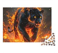 Roar Pantera Fuego Pacchetto Puzzle 1000 Pezzi Carta Ecologica Per Anziani Appassionati, Puzzle Antistress, Attività Di Viaggio, Regalo Di Natale Ideale 38x26cm/1000pcs