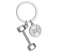 Roar Portachiavi con bilanciere e rondella, regalo per gli amanti del fitness, in metallo, argento, Taglia unica