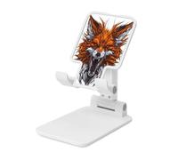 Roaring Fox Head Supporto per cellulare pieghevole ad angolo regolabile in altezza Supporto per cellulare portatile da tavolo compatibile con tutti gli smartphone bianco