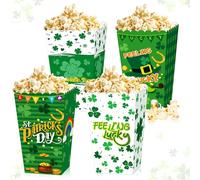 Roaring Good Time 12 pcs scatole di popcorn per la festa di san patrizio trattare sacchetti di favore decorazione irlandese shamrock party forniture per la fotografia verde vestire accessori