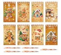 Roaring Good Time 13 mini quaderni natalizi a forma di omino di pan di zenzero, penna a sfera per le vacanze, ricompense in classe, forniture per ufficio, per bambini, regali di Natale, feste, regali