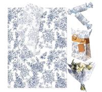 Roaring Good Time carta da regalo vintage motivo floreale blu e bianco per babyshower matrimoni compleanni decorazioni feste