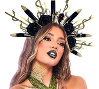 Roaring Good Time copricapo medusa rosa corona medusa cerchietto con teschio e serpente accessori per costumi da medusa costume da dea costume da donna per halloween e festa di natale
