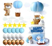 Roaring Good Time Orsacchiotto blu decorazione torta per battesimo ragazzo 1 anno decorazione torta per matrimonio baby shower compleanno festa