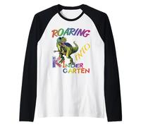 Roaring Into Kindergarten Dinosaur Kids Day Back to School Maglia con Maniche Raglan