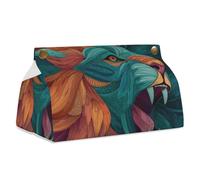 Roaring Lion's Head Tissue Box Cover rettangolare moderno in pelle PU portatovaglioli per bagno, cucina, ufficio, camera da letto