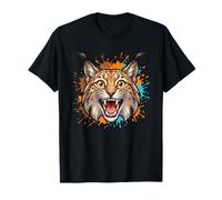 Roaring Lynx Head Wildcat Hunter Forest Vibes Maglietta