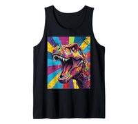 “Roaring T Rex” Colorful Pop Art Dinosaur Graphic Design Fun Canotta