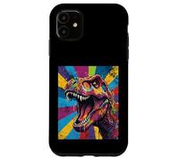 “Roaring T Rex” Colorful Pop Art Dinosaur Graphic Design Fun Custodia per iPhone 11