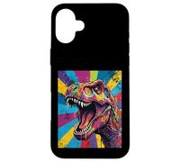 “Roaring T Rex” Colorful Pop Art Dinosaur Graphic Design Fun Custodia per iPhone 16 Plus