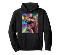 “Roaring T Rex” Colorful Pop Art Dinosaur Graphic Design Fun Felpa con Cappuccio