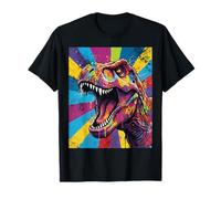 “Roaring T Rex” Colorful Pop Art Dinosaur Graphic Design Fun Maglietta