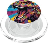 “Roaring T Rex” Colorful Pop Art Dinosaur Graphic Design Fun PopSockets PopGrip per MagSafe