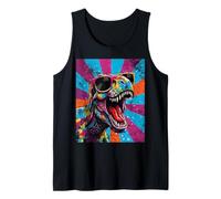 Roaring T Rex Colorful Pop Art Dinosaur Graphic Kids Boys Canotta