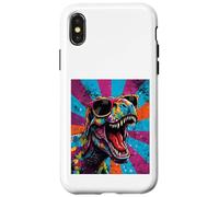 Roaring T Rex Colorful Pop Art Dinosaur Graphic Kids Boys Custodia per iPhone X/XS