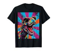 Roaring T Rex Colorful Pop Art Dinosaur Graphic Kids Boys Maglietta