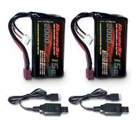 RoaringTop batteria agli ioni di litio 7.4V 2000mAh 2S con T Plug e 2 cavi di ricarica USB per WLToys 4WD ad alta velocità RC auto e la maggior parte dei camion RC con un rapporto di 1/10.1/12.1/16