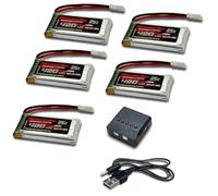 RoaringTop Batteria Lipo da 3,7 V 420 mAh 25C con spina Molex con caricatore 5 in 1 per RC Quadcopter elicottero Drone Quadcopter FPV Model Racing AT-96 H99W H31 H6C H98 TR-C385 TR-P51 TR-F22