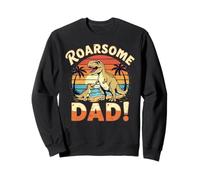 Roarsome Dad Dinosauro Retro Tramonto Design Felpa