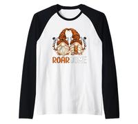 Roarsome Funny Garden Gnomes Graphic for Women Cute Tiger Maglia con Maniche Raglan