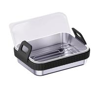 Roasting Pan - Baking Basket for Crispy Foods with Lid | Stainless Steel Silicone Material Details with High-Temp Resistant Function, Roasting Pan for Home Dining Room Restaurant 490g