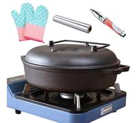 Roasting Pan, Heavy-Duty Iron Sweet Potato Roaster with Clip, Heat-Resistant Gloves, and Lid, Versatile Oven Pan for Home Kitchen Cooking Sweet Potatoes, Corn, BBQ, Vegetables, and Family Meals