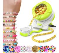 Roaxkois centrifuga elettrica per perline, kit per la creazione di braccialetti con 4 grandi aghi per perline, kit di artigianato per bambini, ideale per braccialetti e collane (verde)